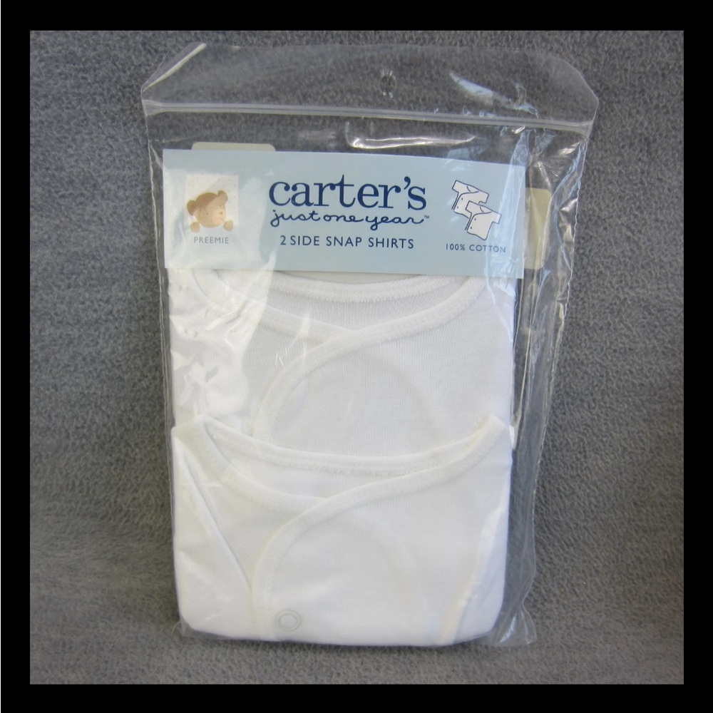 Vintage Carter's Preemie White Side Snap Shirts
